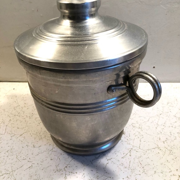 6711 Vtg Mid Century NASCO Metal Ice Bucket w/ Lid Made in Italy Aluminum
